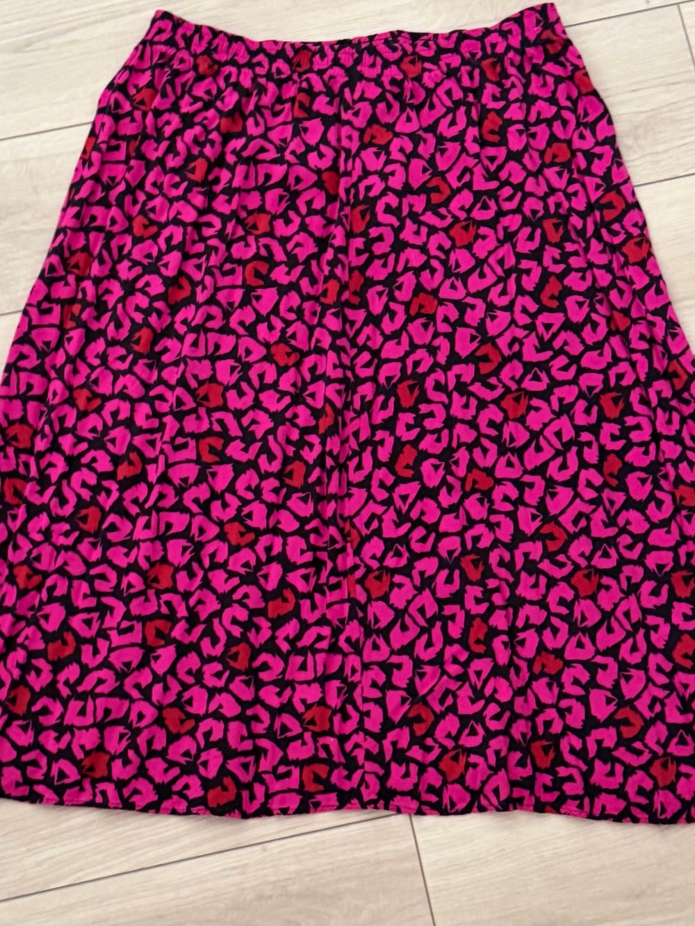 EZ STREET Womens Pink Red Leopard Print A-Line Skirt - Large